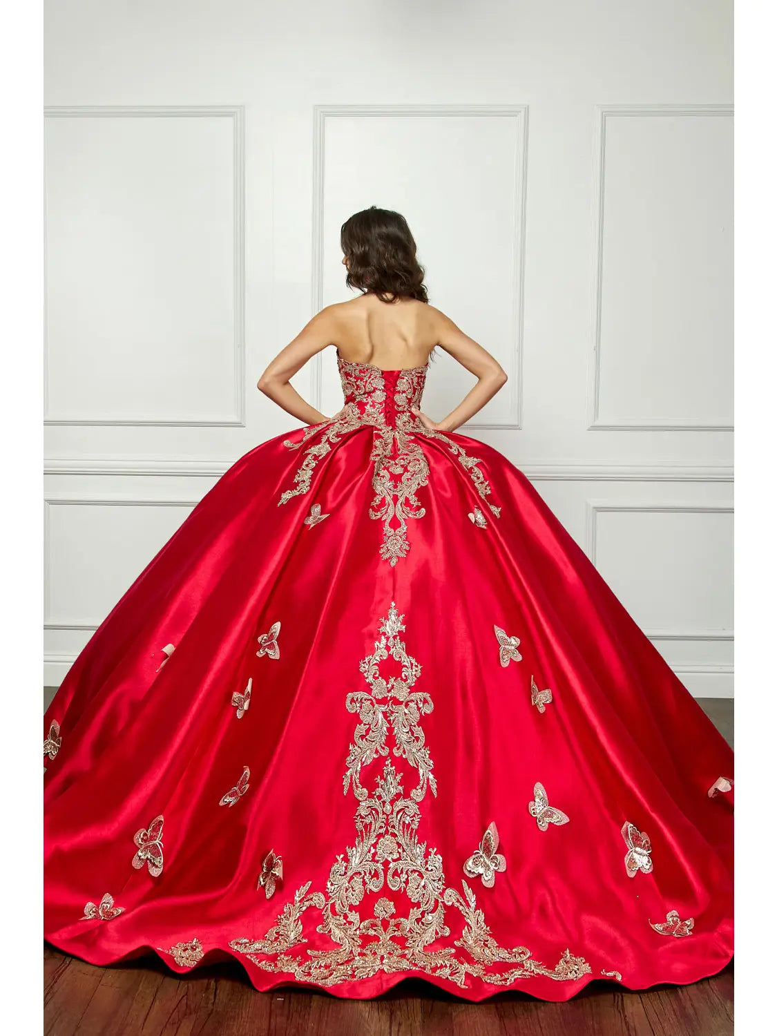 Wholesale Gold Butterfly Accented Quince Dress