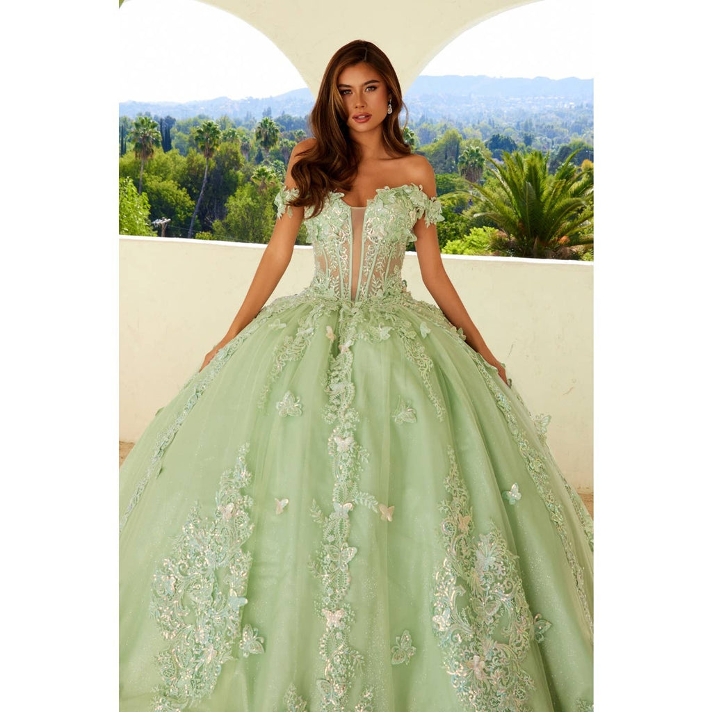 Elegant Rose Gold Sequin Off-Shoulder Ball Gown for Formal Occasions