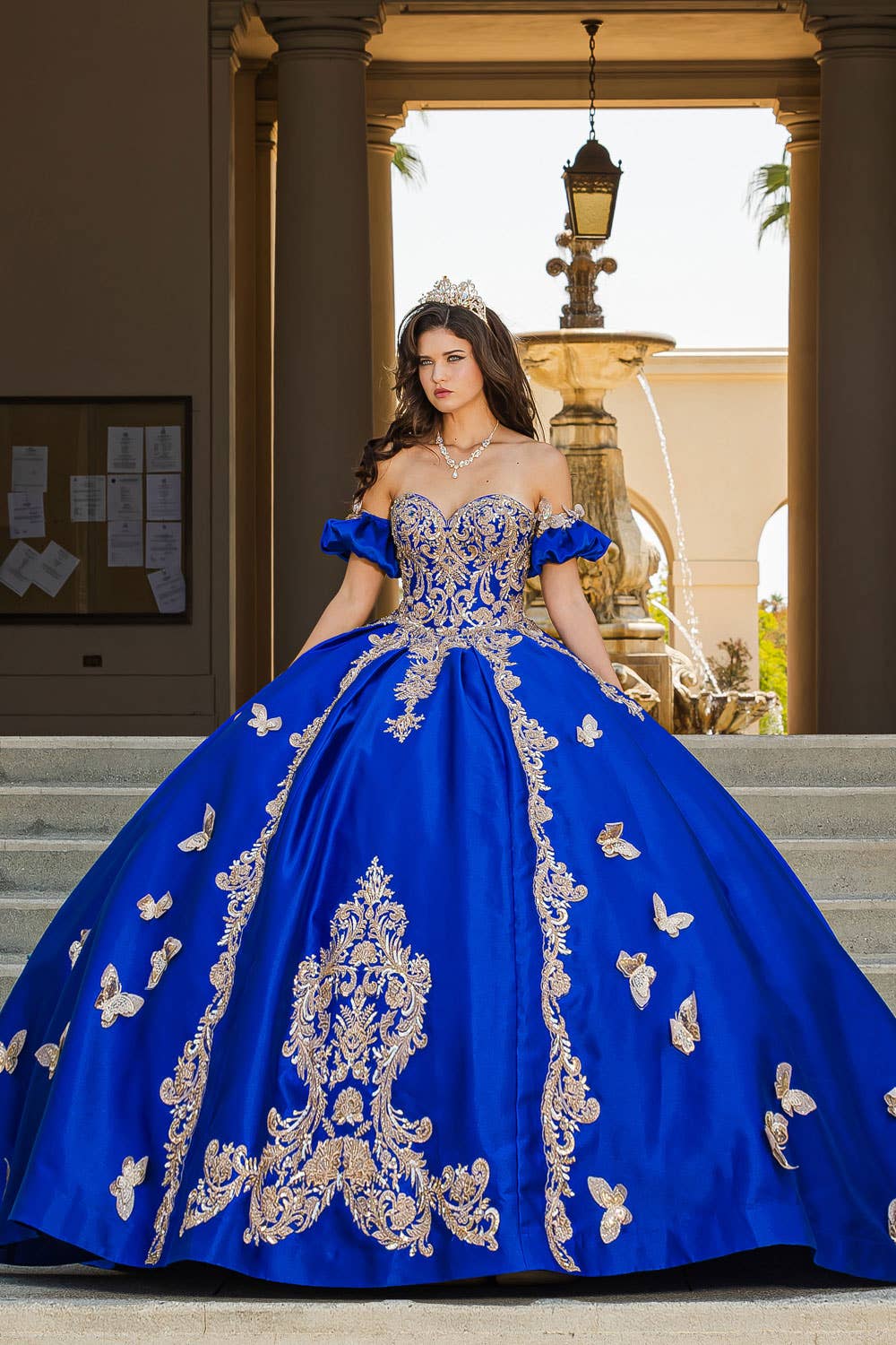 Elegant Princess Vanessa Ball Gown with Glitter Tulle and Gold Embroidery