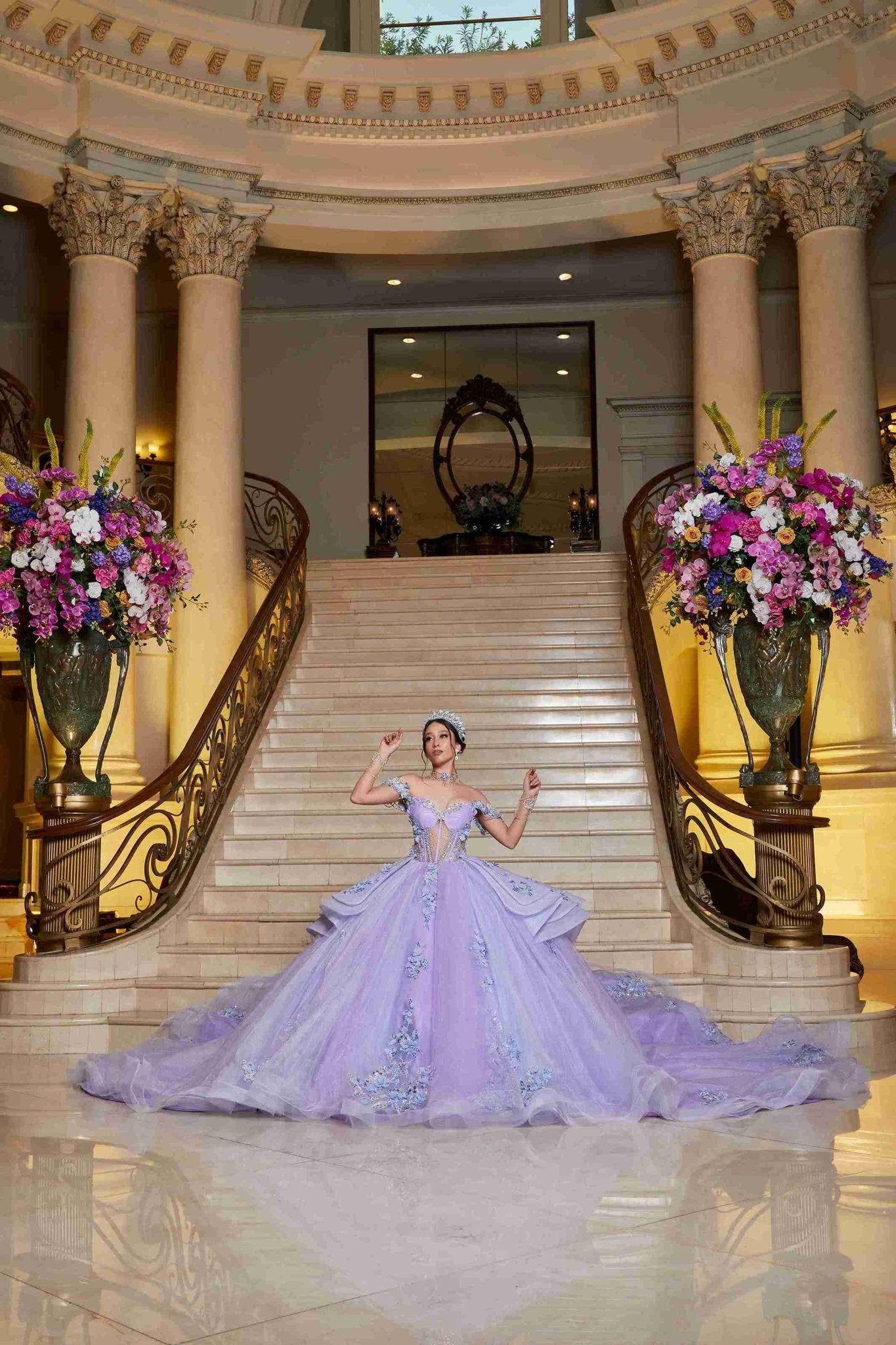 {Baby Blue Mexican Quinceañera Dress with Fairytale Sparkle & Floral Magic} - {} at {Linda Mariposa}
