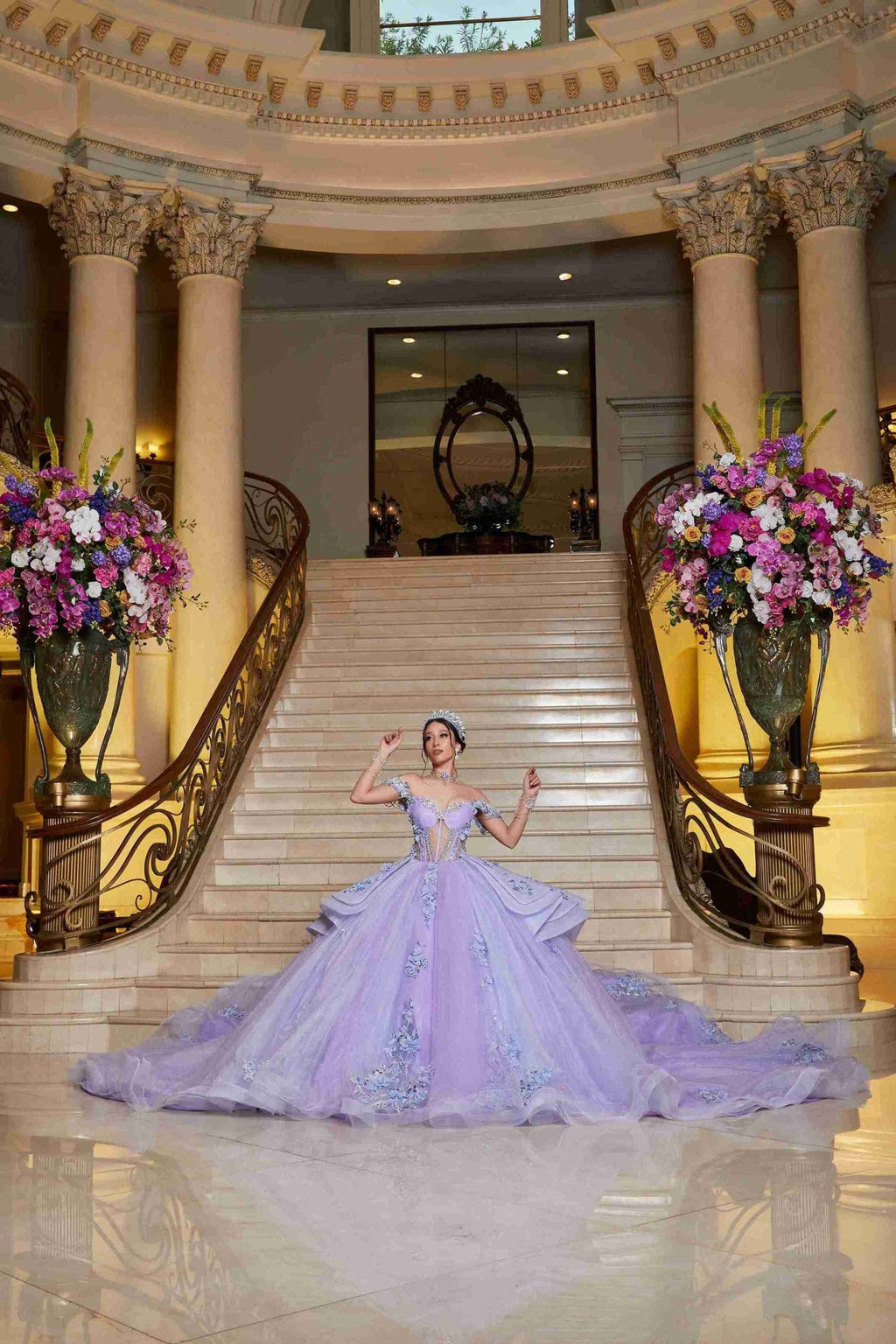 {Baby Blue Mexican Quinceañera Dress with Fairytale Sparkle & Floral Magic} - {} at {Linda Mariposa}