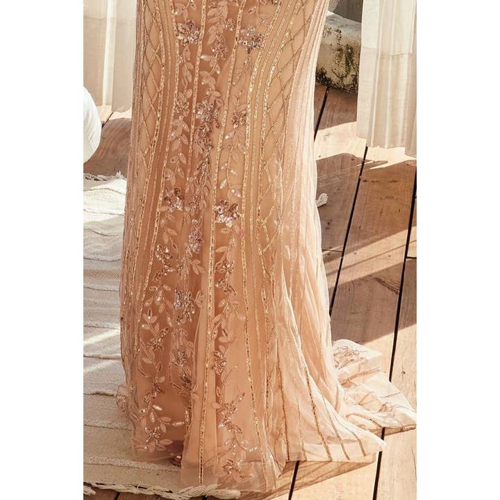 {Babyfox Apparel Strapless Plunging Illusion Neckline Embellished Mermaid Evening Dress} - {} at {Linda Mariposa}