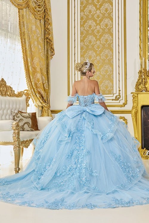 {Bahama Blue 3D Butterfly Quinceañera Dress – Ball Gown Style 5120} - {} at {Linda Mariposa}
