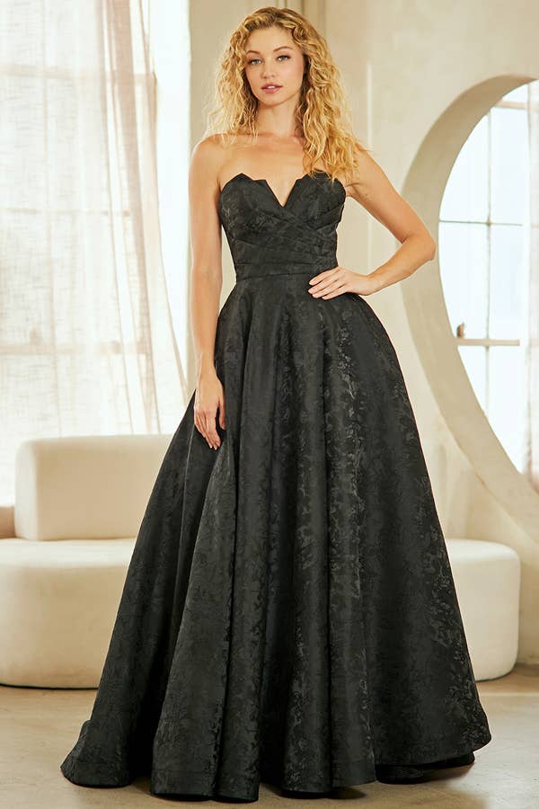 Elegant Strapless Sweetheart A-Line Jacquard Dress for Prom, Evening, Wedding