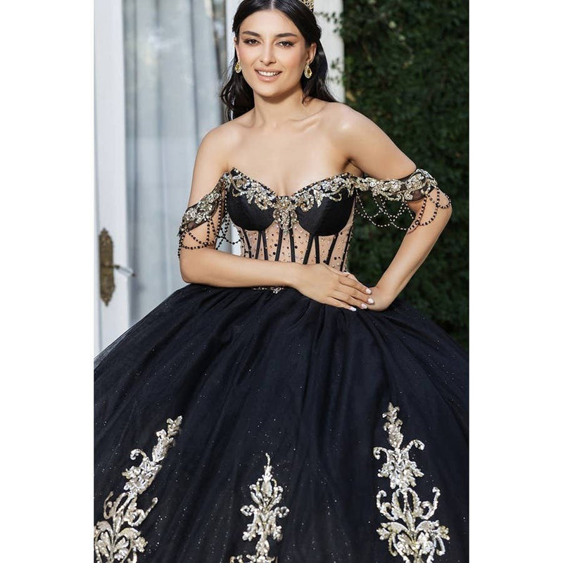 Black and Gold Quinceañera Dress 8