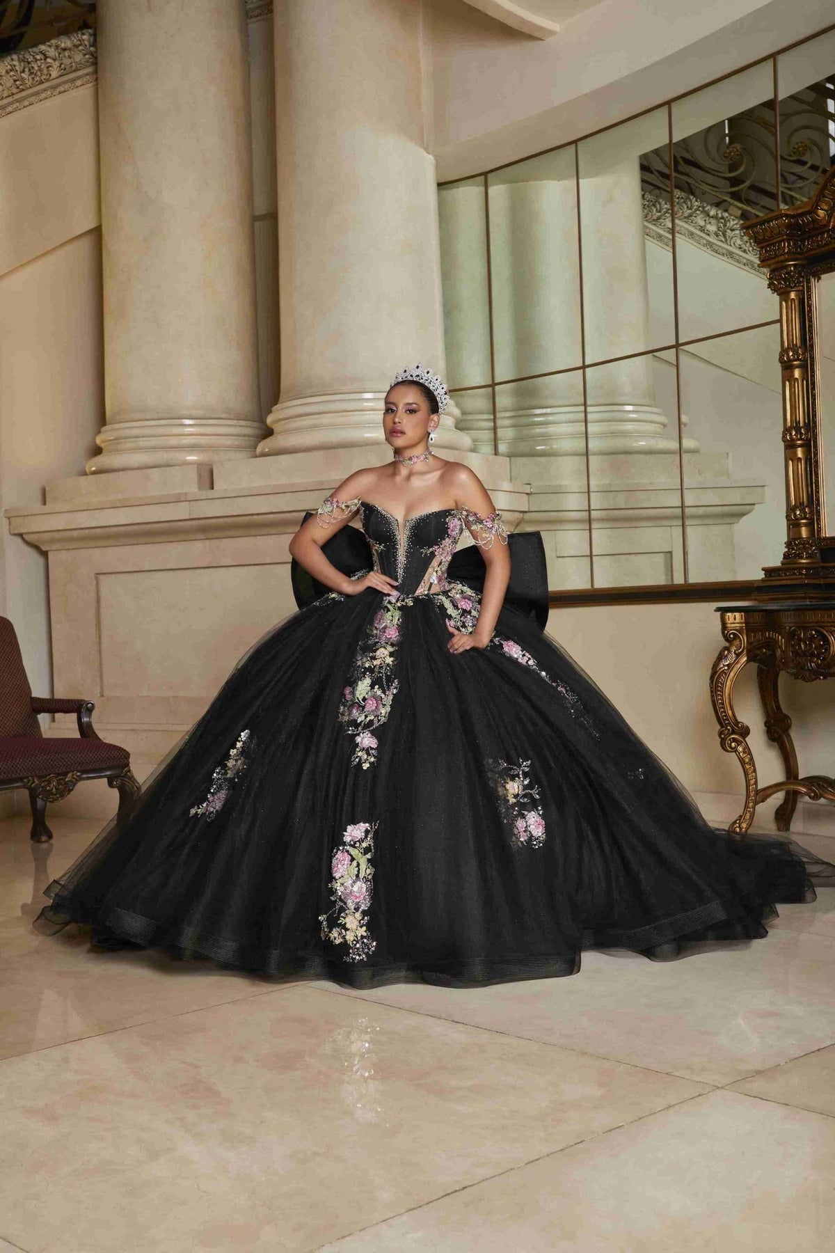 {Black Elegance Perfect Dress 15 Quinceañera Ball Gown That Turns Every Head} - {} at {Linda Mariposa}