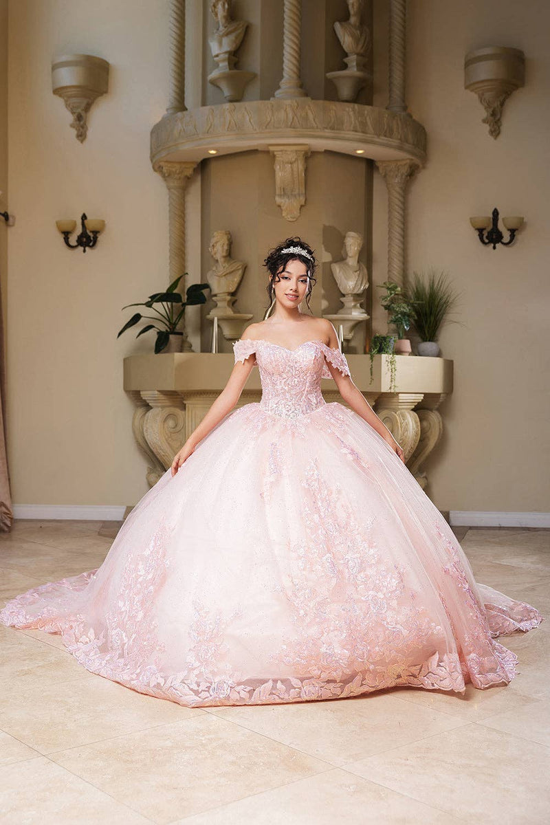 Off-Shoulder Mexican Quinceaera Gown Elegant Sweetheart Silhouette Blush / 8 Off-Shoulder Mexican Quinceaera Gown Elegant Sweetheart Silhouette Blush / 8