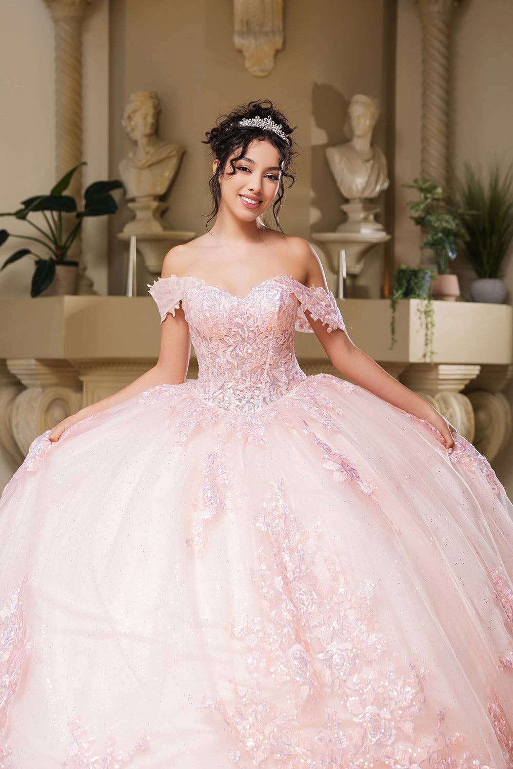Off-Shoulder Mexican Quinceaera Gown Elegant Sweetheart Silhouette Blush / 8 Off-Shoulder Mexican Quinceaera Gown Elegant Sweetheart Silhouette Blush / 8