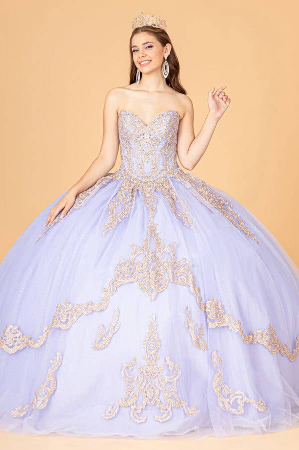 Elegant Glitter Jewel Embellished Quinceanera Ball Gown with Long Mesh Cape