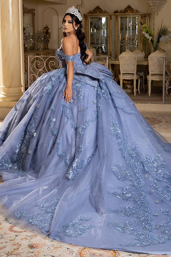 Glamorous Off-Shoulder Embellished Quinceanera Ball Gown - Sparkle & Elegance for Sweet Sixteen