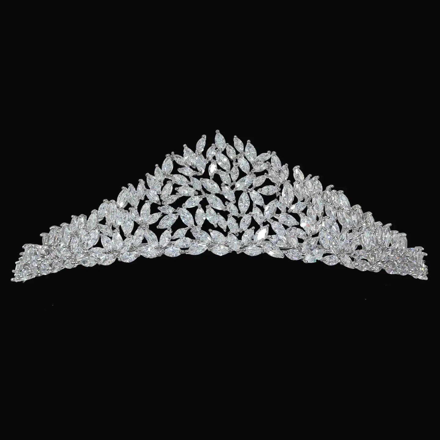 Wholesale Cubic Zirconium CZ Crystals Platinum Plated Tiara Crown CR282