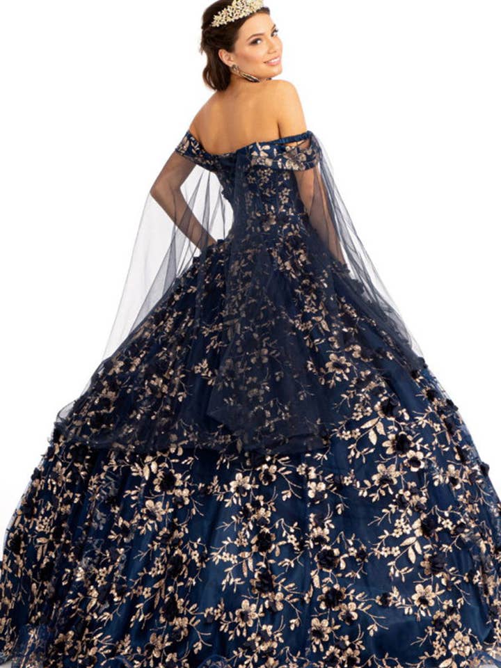 Elegant 3D Floral Applique Off-Shoulder Ball Gown - Perfect Quinceañera Prom Formal Dress
