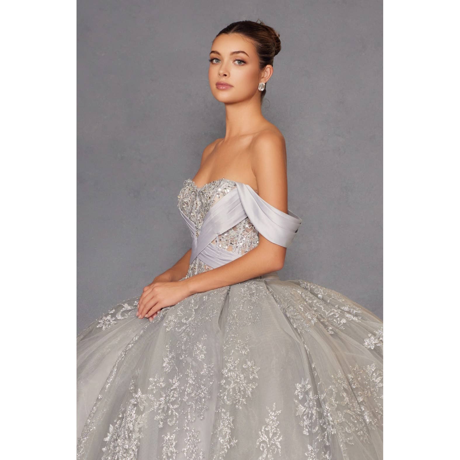 Exquisite Voluminous Embroidered Quinceañera Ball Gown with Off-Shoulder Sweetheart Neckline