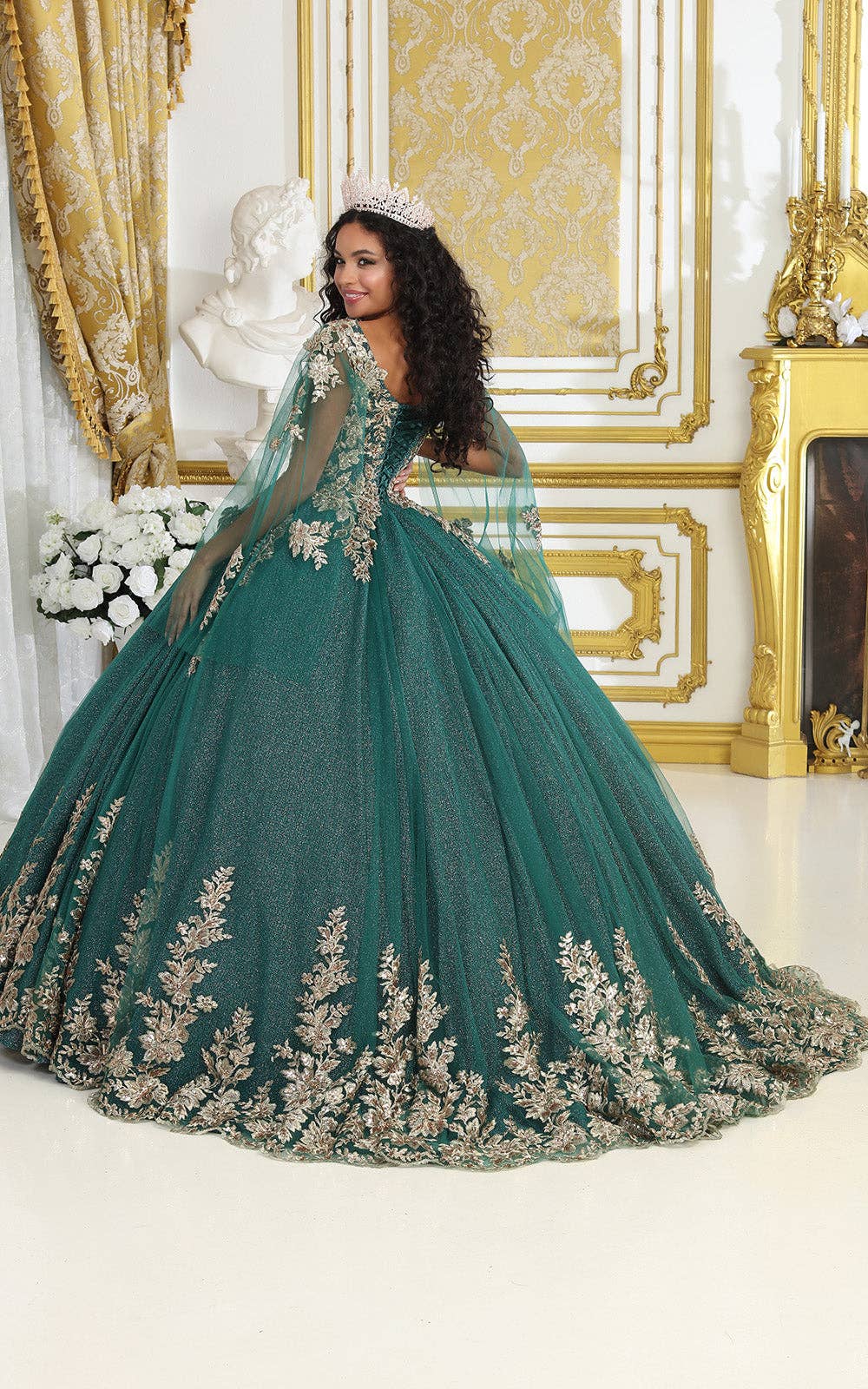 Elegant V-Neck Embroidered Ball Gown for Quinceanera, Prom, Sweet 16