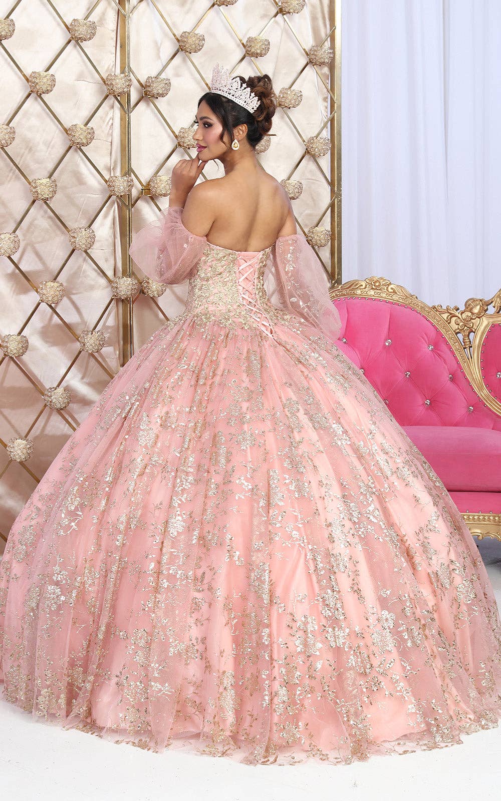 Elegant Glitter Embroidery Detachable Ball Gown: Perfect Quinceañera & Formal Dress