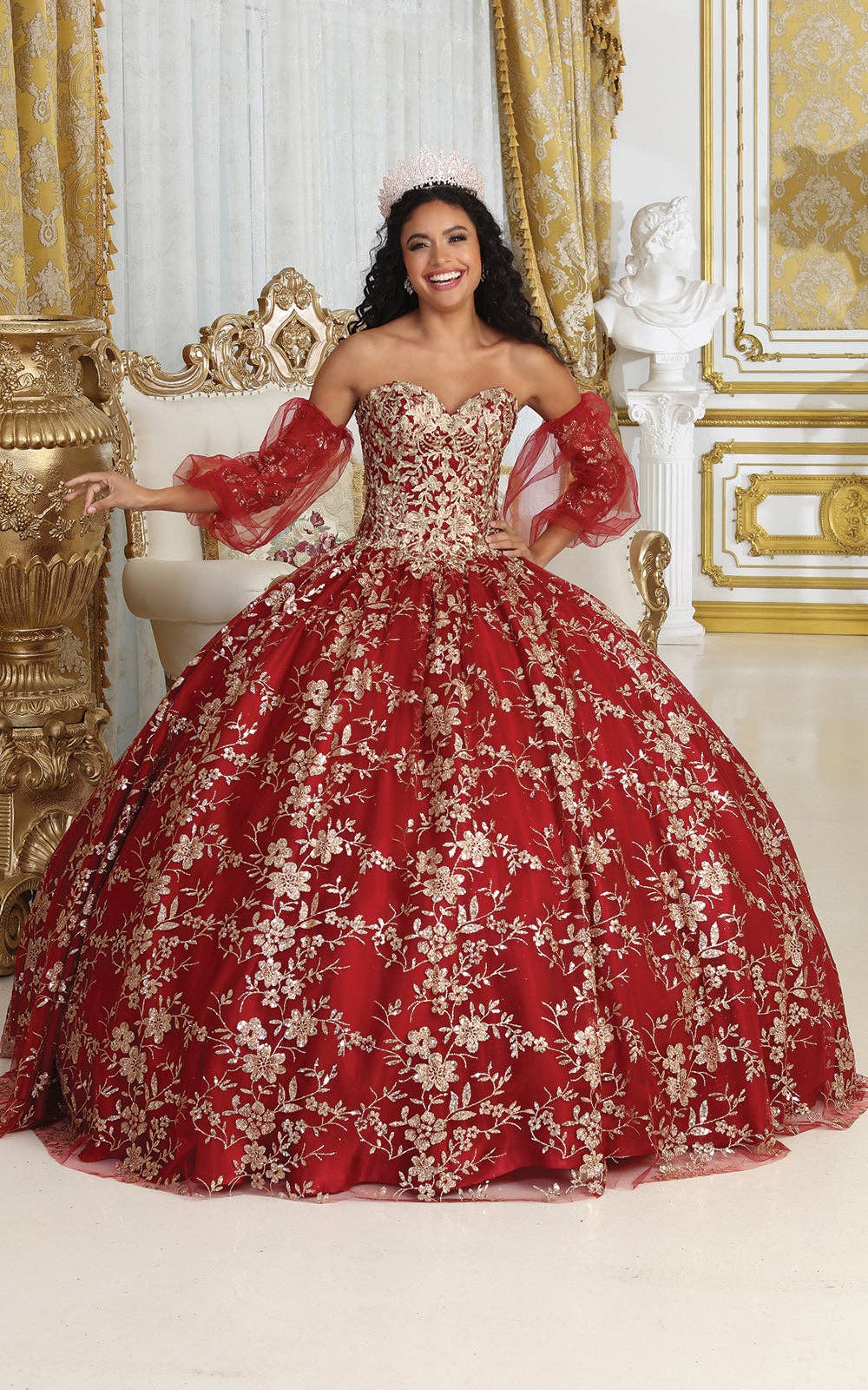 Elegant Glitter Embroidery Detachable Ball Gown: Perfect Quinceañera & Formal Dress