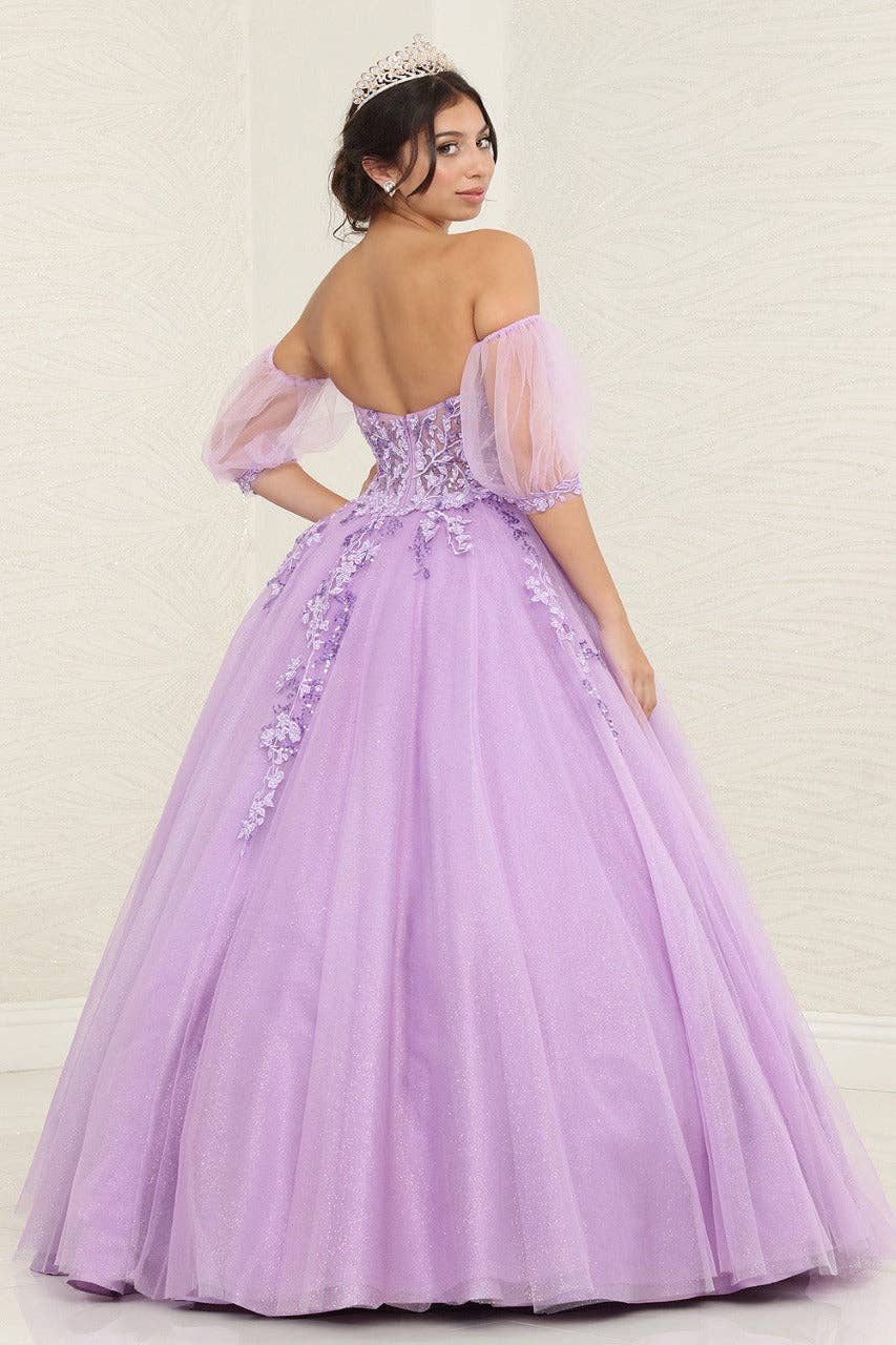 Enchanting Floral Sequin Corset Ball Gown - LA237 Prom Quinceanera Dress
