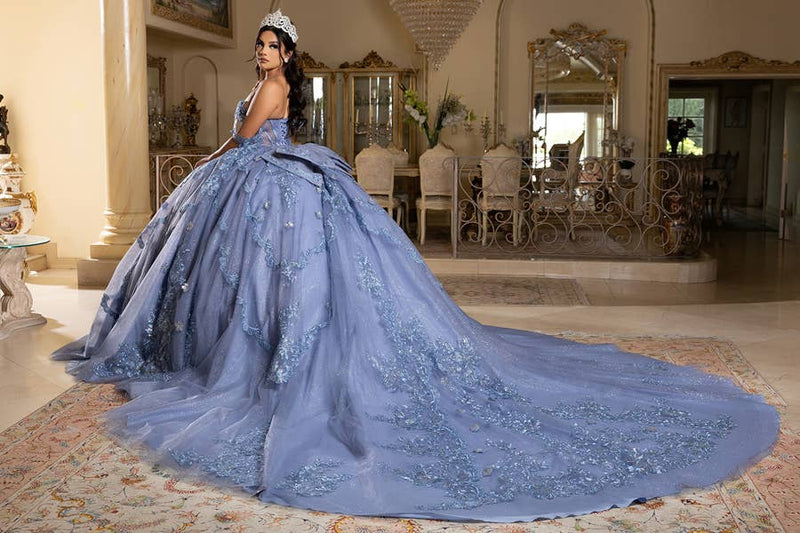 {Dusty Blue Quinceanera Dress} - {} at {Linda Mariposa}