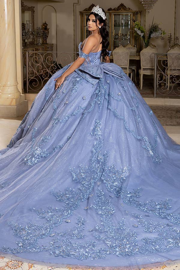 {Dusty Blue Quinceanera Dress} - {} at {Linda Mariposa}