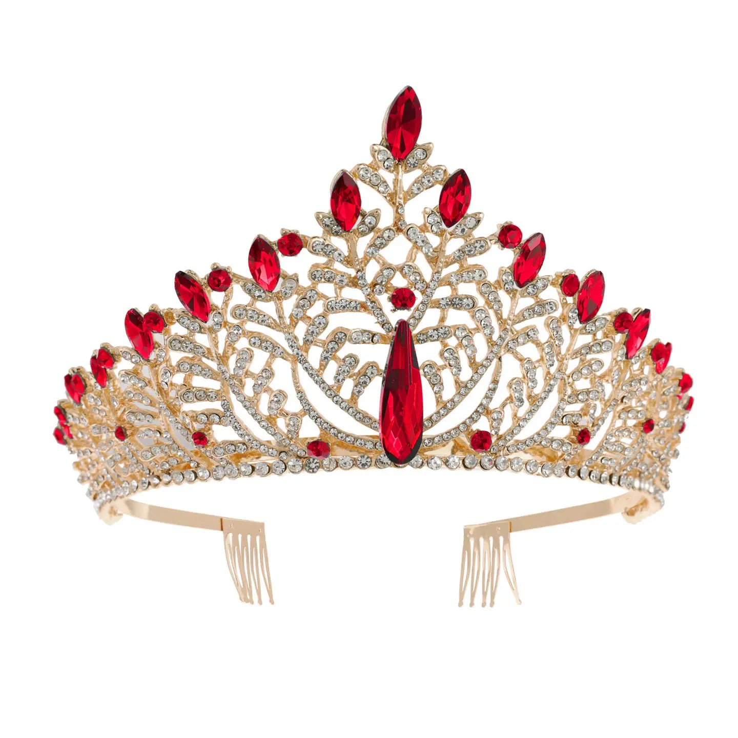 Wholesale Rhinestone Embellished Leaves Crown Tiara
