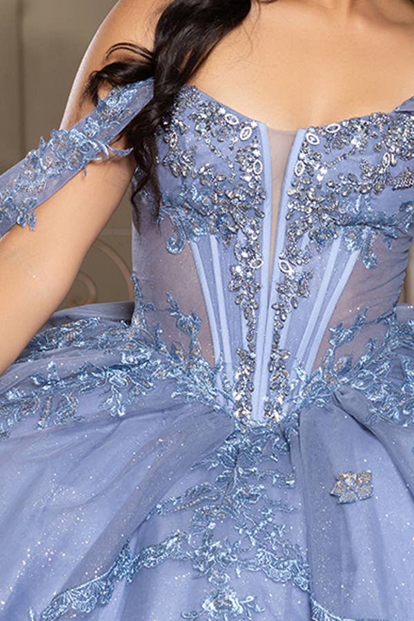 Glamorous Off-Shoulder Embellished Quinceanera Ball Gown - Sparkle & Elegance for Sweet Sixteen