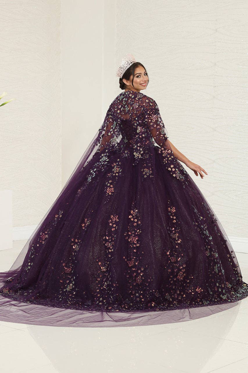 Elegant Off-Shoulder Butterfly Applique Prom Gown with Glitter Tulle Skirt