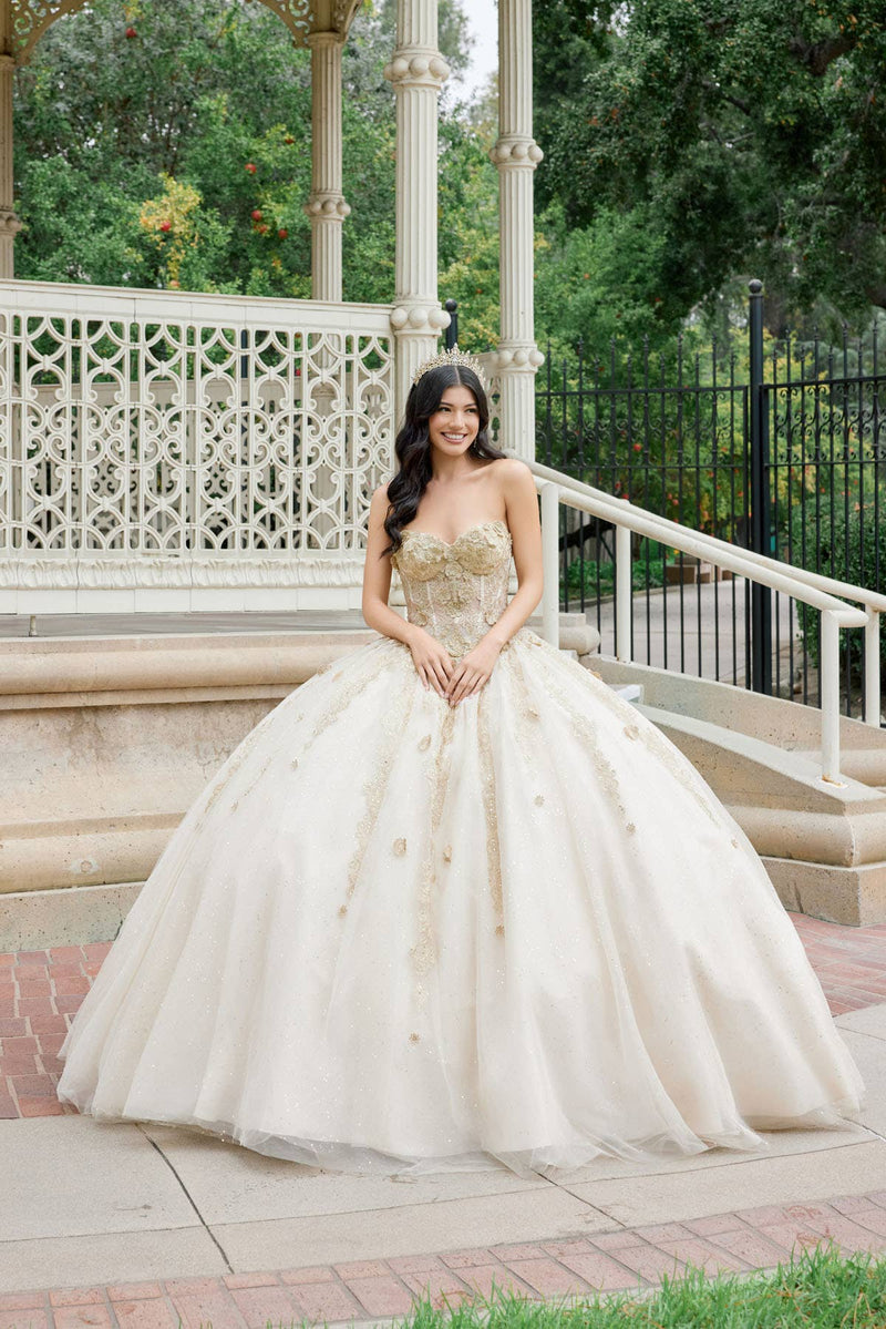 {Elegant Champagne Quinceanera Dress} - {} at {Linda Mariposa}