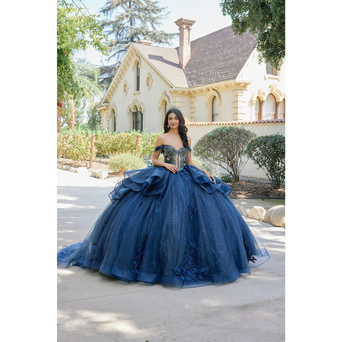 {Elegant Navy Blue Quinceanera Dress} - {} at {Linda Mariposa}