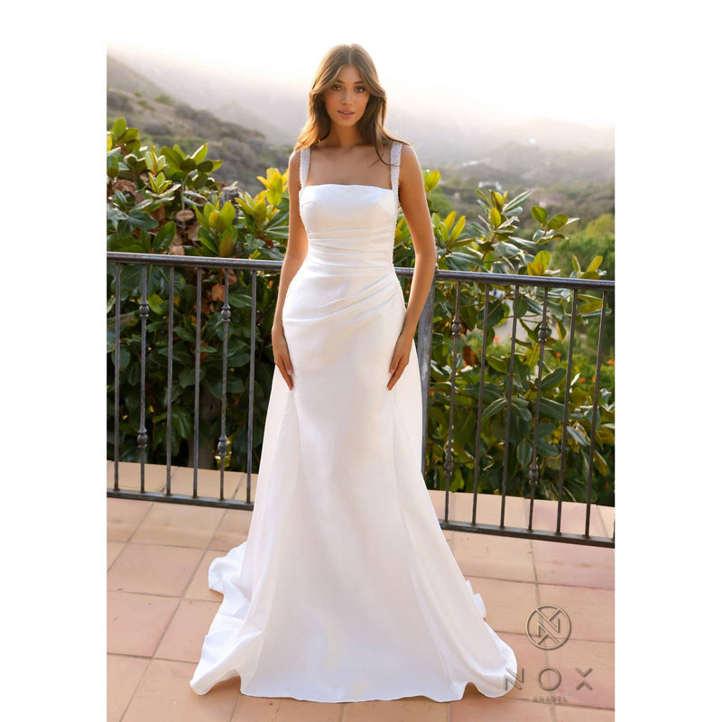 {Elegant Ruffled Off Shoulder Mermaid Silhouette Bridal Gown JE993} - {} at {Linda Mariposa}