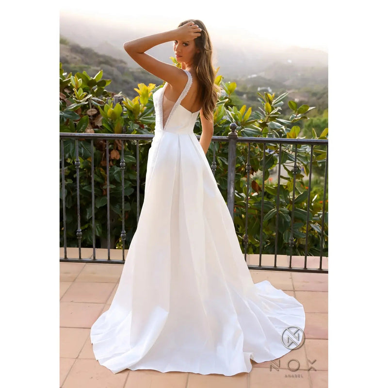 {Elegant Ruffled Off Shoulder Mermaid Silhouette Bridal Gown JE993} - {} at {Linda Mariposa}