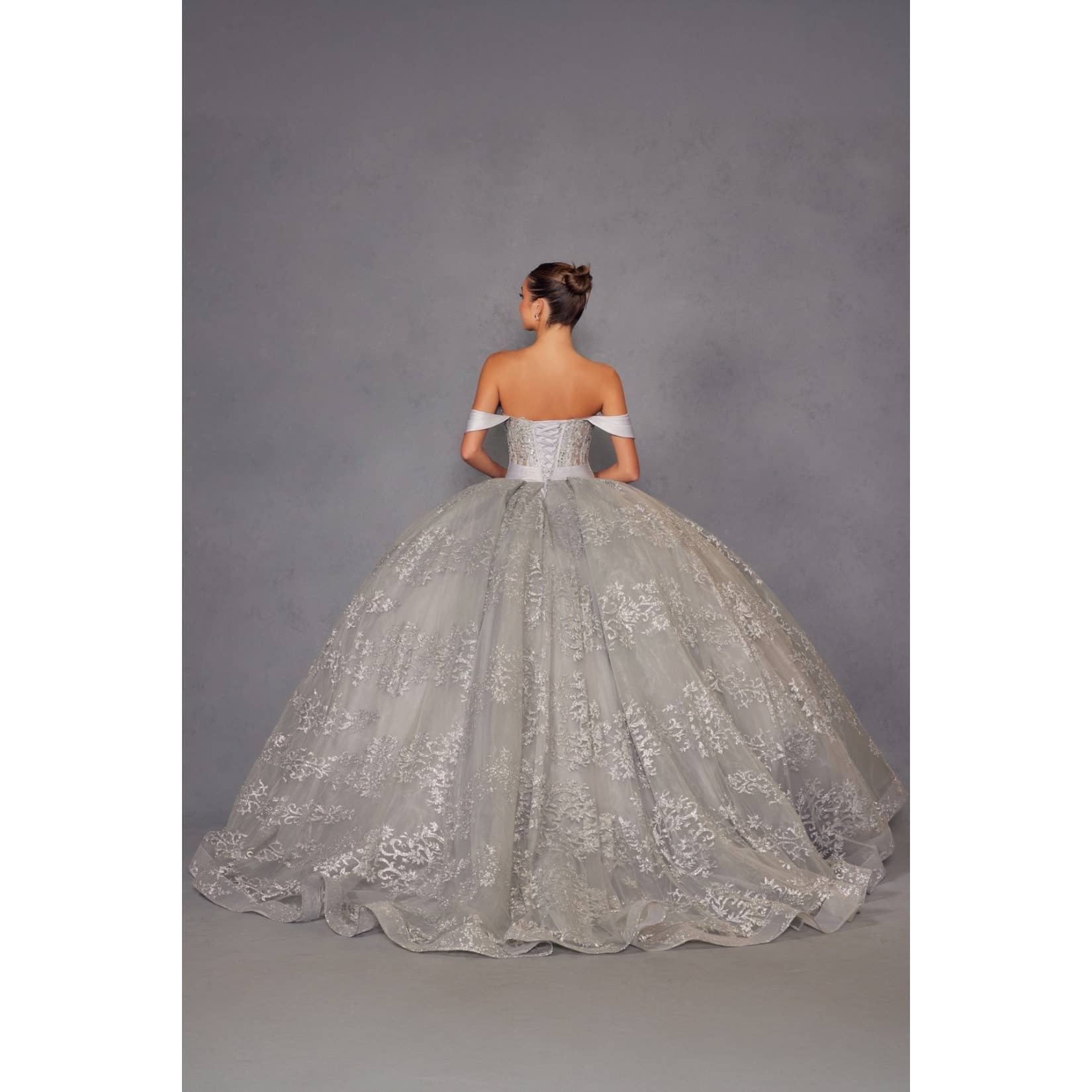 Juliet JT1488H Long Quinceanera Dress Silver / 10