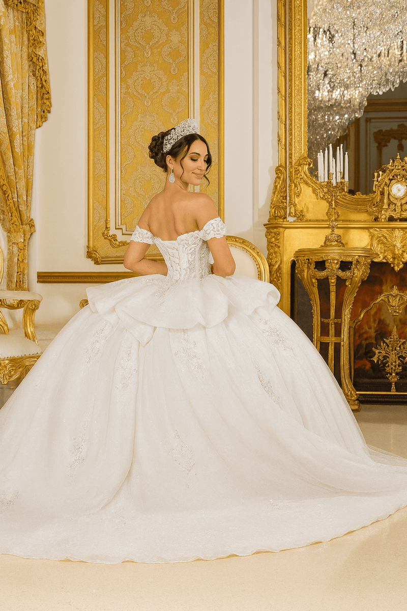 Eternal Bloom – Off-Shoulder Wedding Dress with Floral Corset & Lace Details S Eternal Bloom – Off-Shoulder Wedding Dress with Floral Corset & Lace Details S