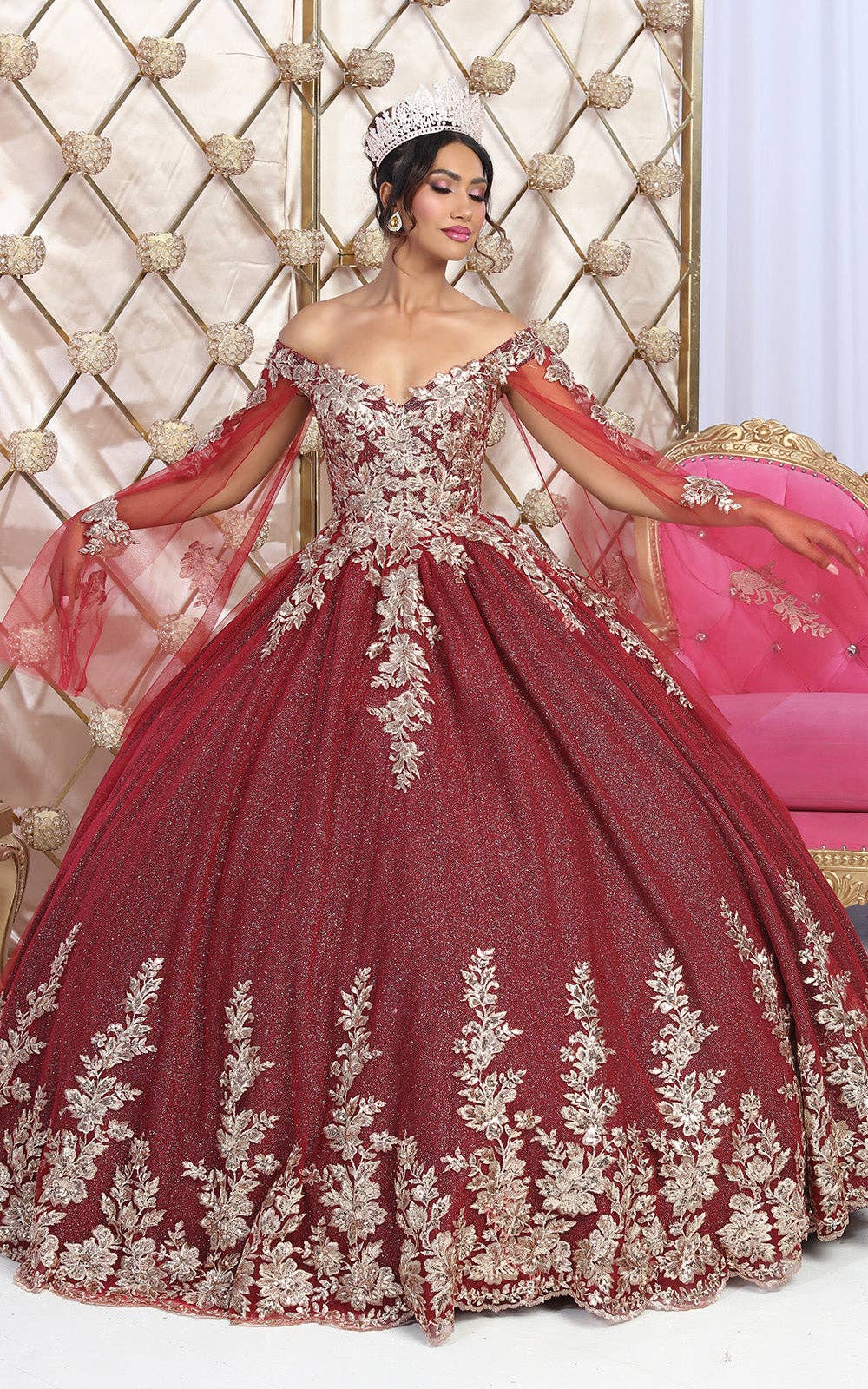 Elegant V-Neck Embroidered Ball Gown for Quinceanera, Prom, Sweet 16
