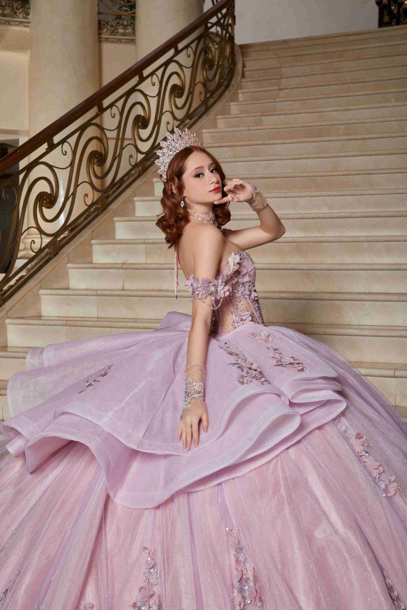 {Fairytale Glow Lilac Mexican Quinceañera Dress That Shimmers Like a Dream} - {} at {Linda Mariposa}