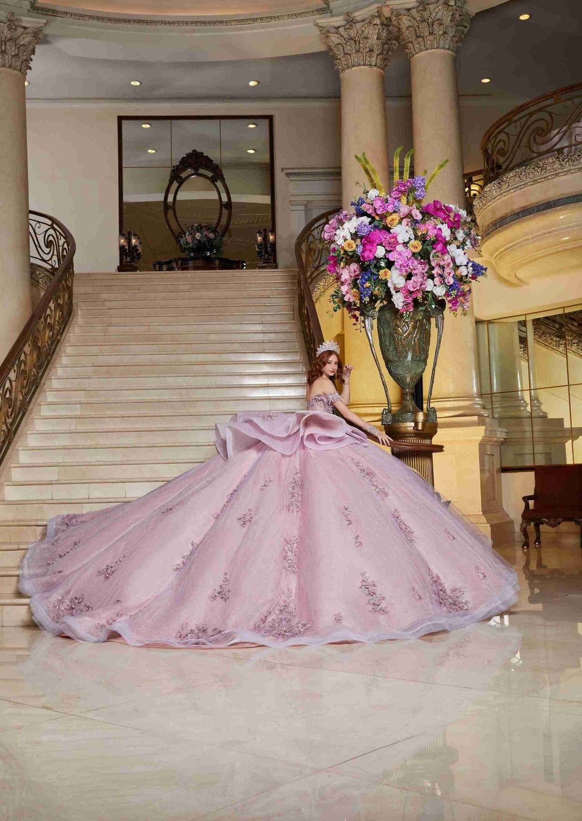 {Fairytale Glow Lilac Mexican Quinceañera Dress That Shimmers Like a Dream} - {} at {Linda Mariposa}