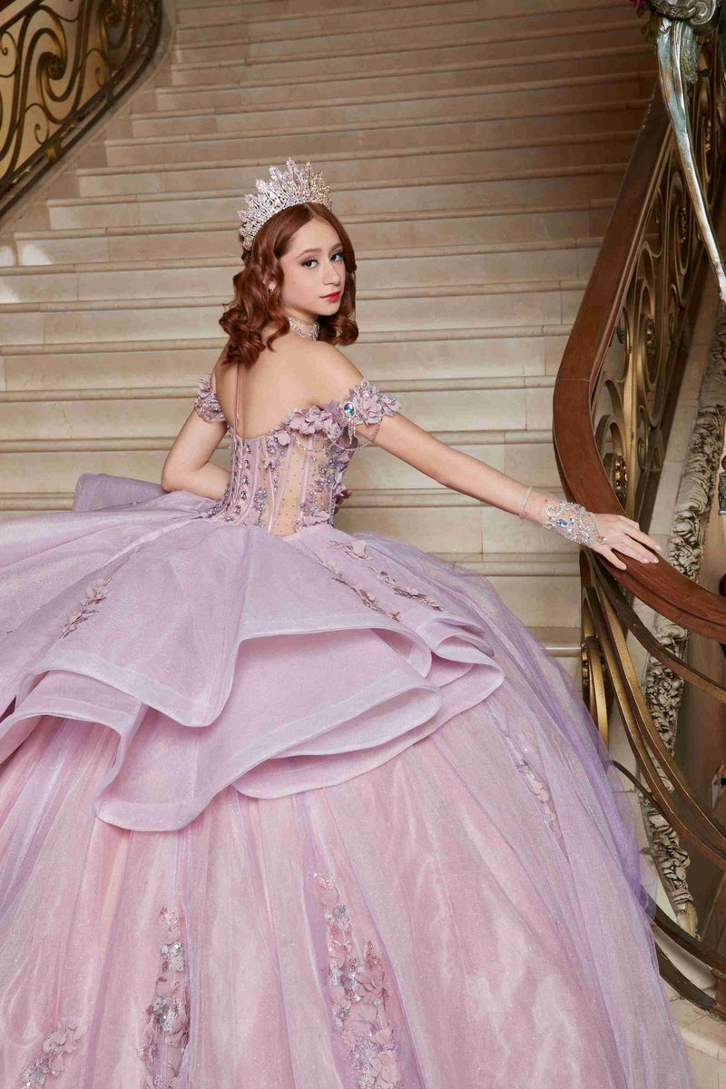 {Fairytale Glow Lilac Mexican Quinceañera Dress That Shimmers Like a Dream} - {} at {Linda Mariposa}