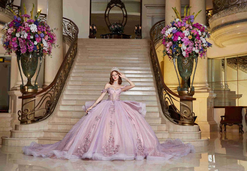 {Fairytale Glow Lilac Mexican Quinceañera Dress That Shimmers Like a Dream} - {} at {Linda Mariposa}
