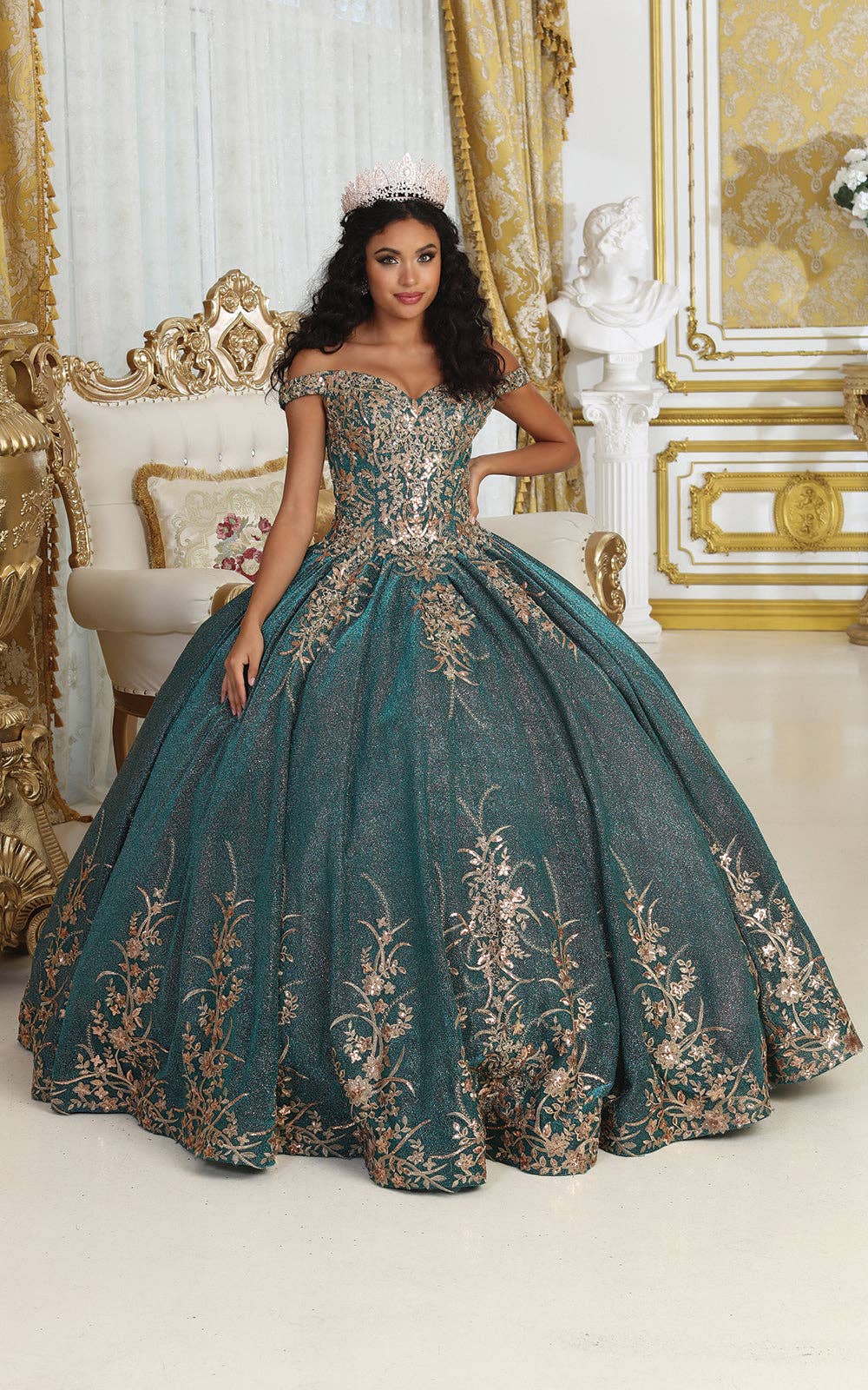 Elegant Off-Shoulder Floral Embroidered Quinceanera Ball Gown for Special Occasions