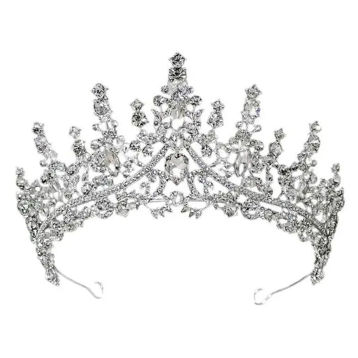 Tiara de diamantes de imitación con flores de reina al por mayor