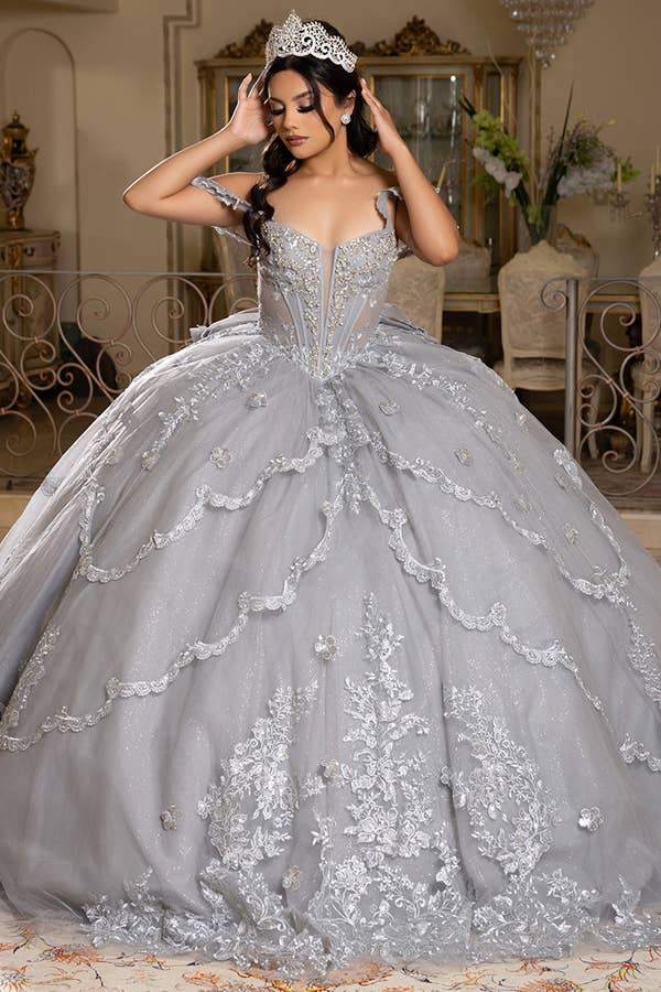 Glamorous Off-Shoulder Embellished Quinceanera Ball Gown - Sparkle & Elegance for Sweet Sixteen