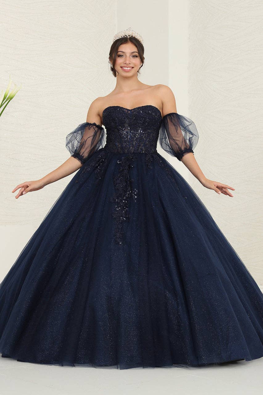 Enchanting Floral Sequin Corset Ball Gown - LA237 Prom Quinceanera Dress