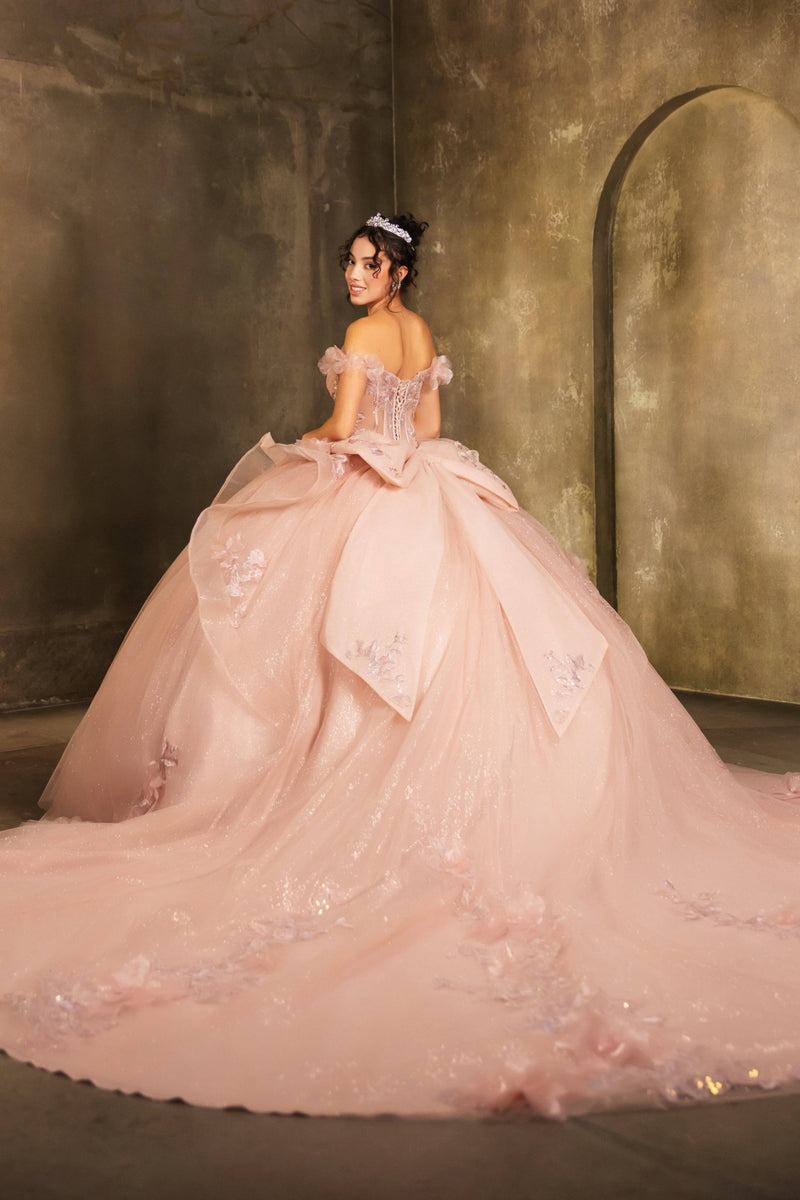 {Glitter Tulle Quinceanera Dress} - {} at {Linda Mariposa}