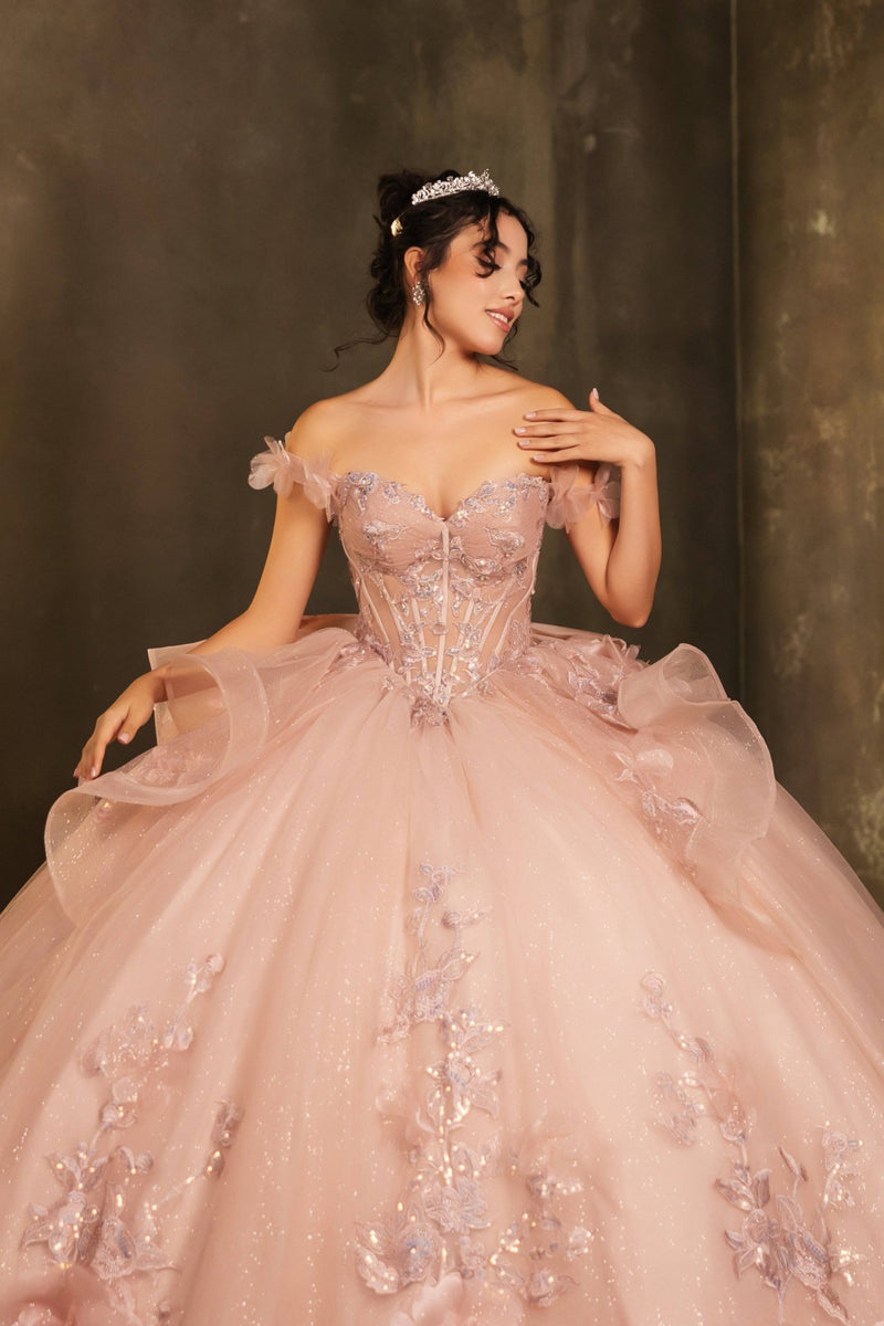 {Glitter Tulle Quinceanera Dress} - {} at {Linda Mariposa}