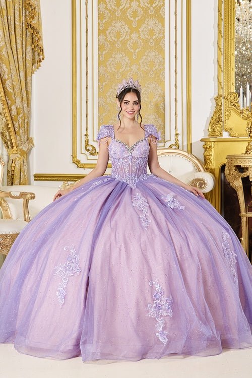 {Lilac Quinceañera Dress with Crystal Bodice | Linda Mariposa Ballgown} - {} at {Linda Mariposa}