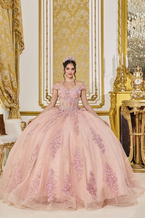 {Linda Mariposa Appliqué Tulle Dress - Style 5121 - Rose Gold} - {} at {Linda Mariposa}