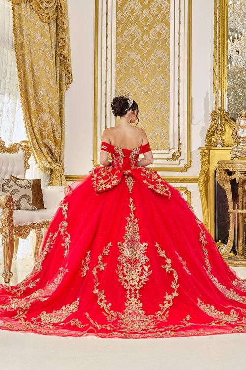 {Linda Mariposa Charro Style Gold Dress - Style 5086 - Red} - {} at {Linda Mariposa}