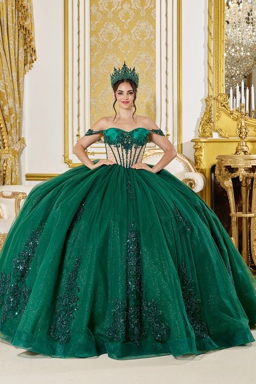 {Linda Mariposa Emerald Sequin Dress - Style 5059 - Hunter Green} - {} at {Linda Mariposa}