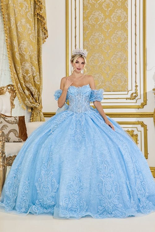 {Linda Mariposa Lace Overlay Dress - Style 5100 - Bahama Blue} - {} at {Linda Mariposa}
