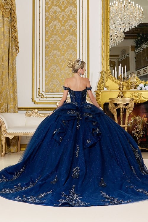 {Linda Mariposa Midnight Sparkle Dress - Style 5102 - Navy Blue} - {} at {Linda Mariposa}