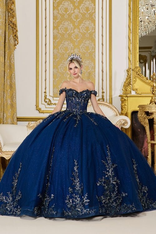 {Linda Mariposa Midnight Sparkle Dress - Style 5102 - Navy Blue} - {} at {Linda Mariposa}